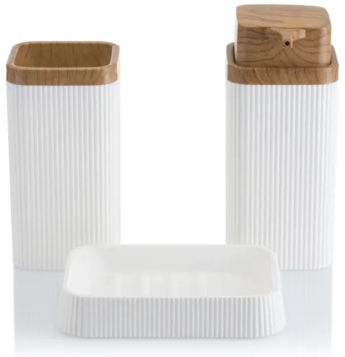 Kúpeľňový set ZOYA 5 ks biela/hnedá