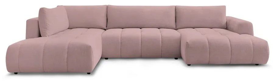 Ružová rozkladacia/s úložným priestorom rohová pohovka (ľavý roh/do tvaru "U") Fuji – Bobochic Paris