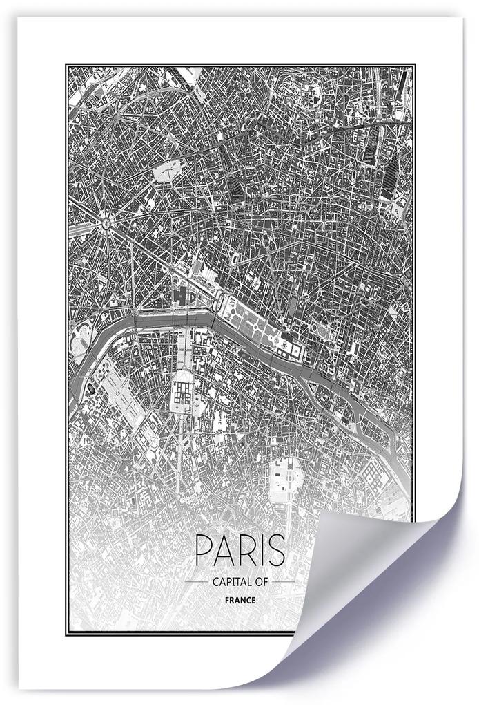 Gario Plagát Plán mesta Paríž Farba rámu: Bez rámu, Rozmery: 30 x 45 cm