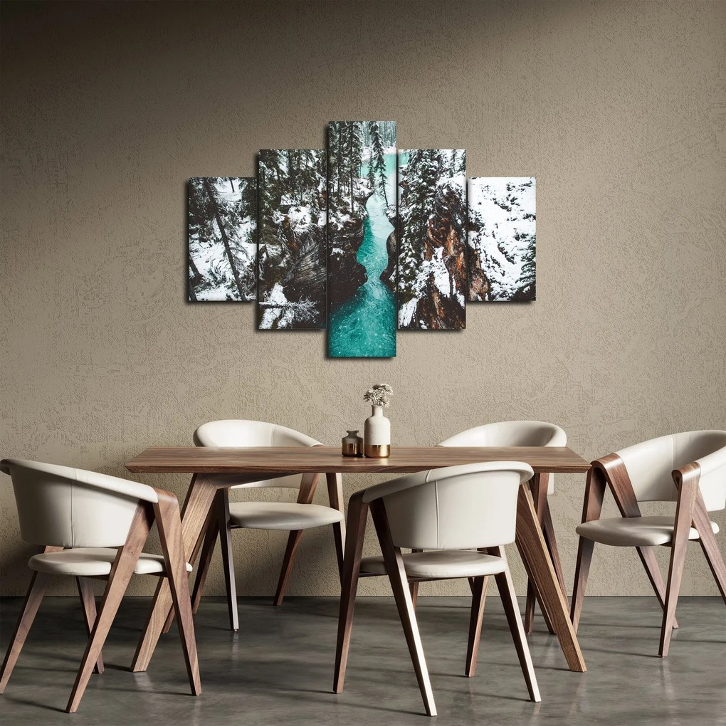Obraz - horská rieka v zime (150x105 cm)