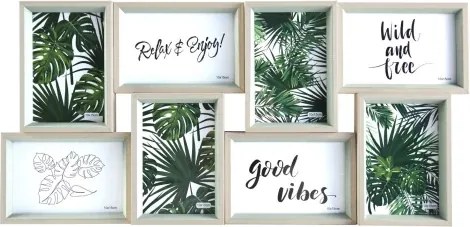 Multirám pro 8 ks foto 10x15 cm, hnedá/mentolová%