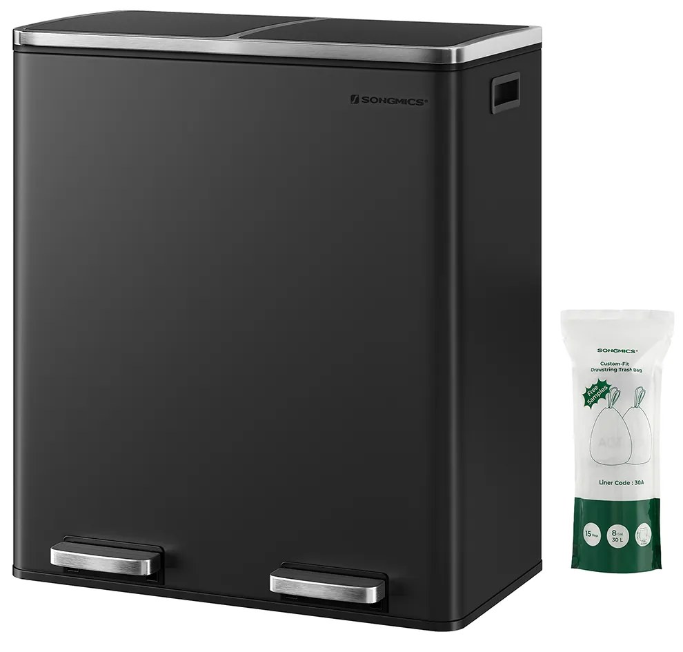 Odpadkový kôš s vekom JORDAN 2x30 L čierny