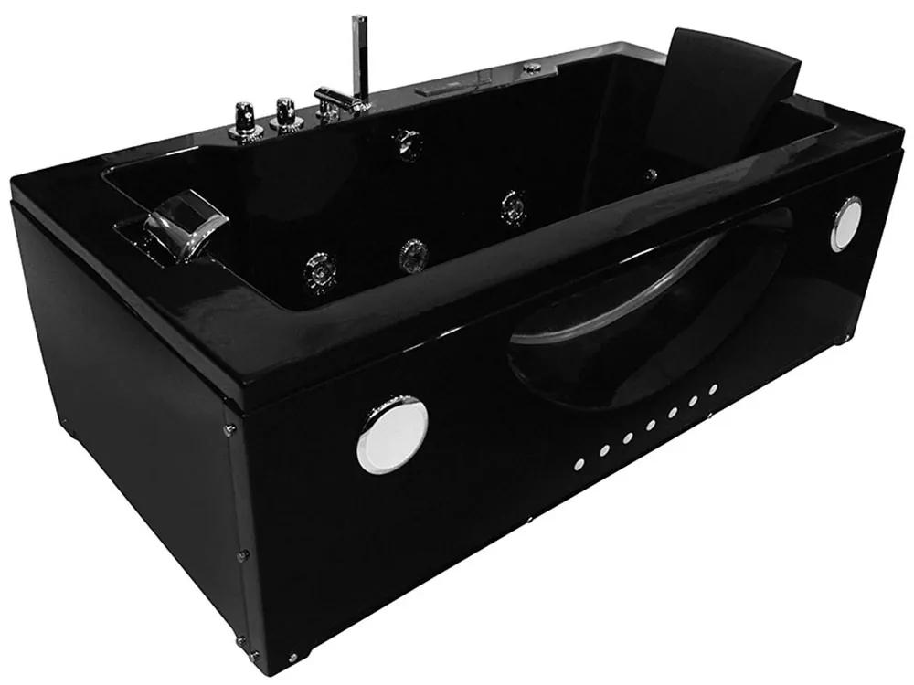 M-SPA - Čierna kúpeľňová vaňa TURBO SPA s hydromasážou 180 x 91 x 60 cm