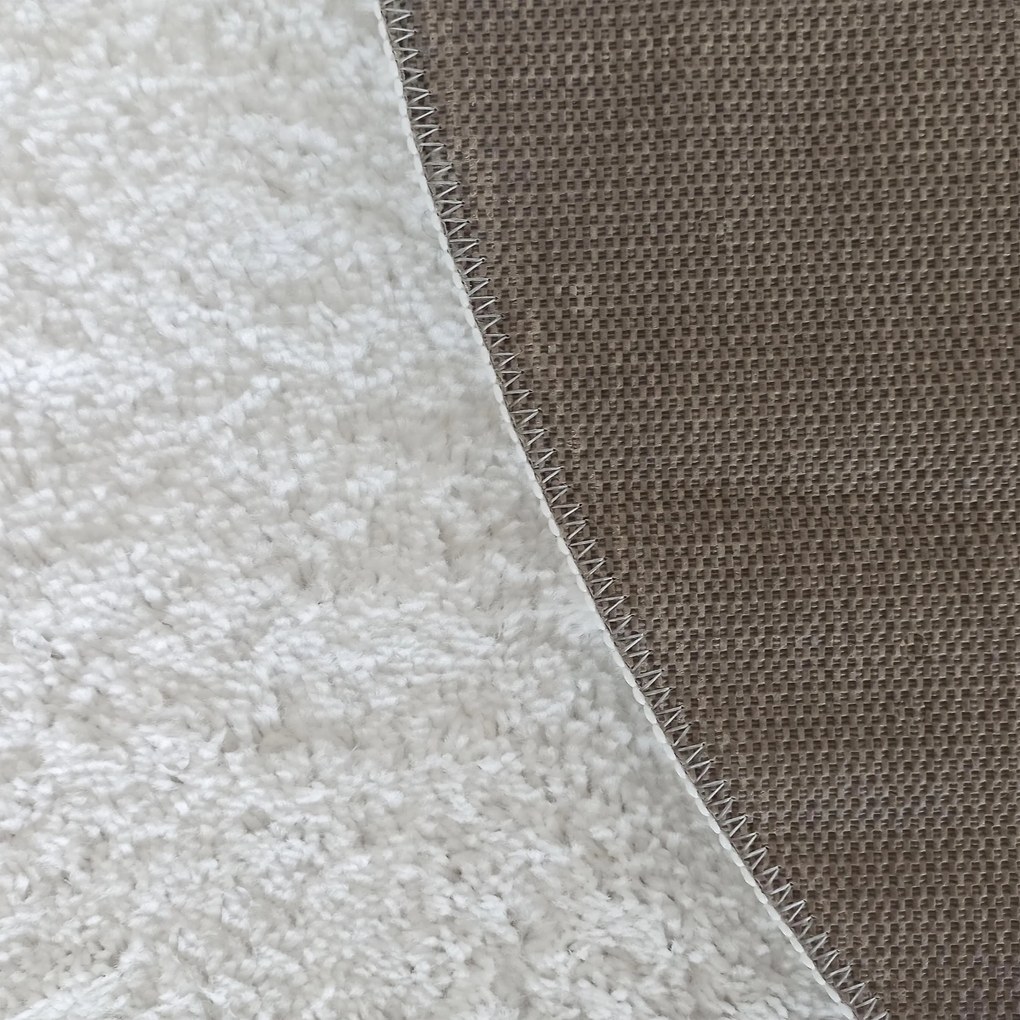 DY Biely okrúhly shaggy koberec Camel Rozmer: 80 cm