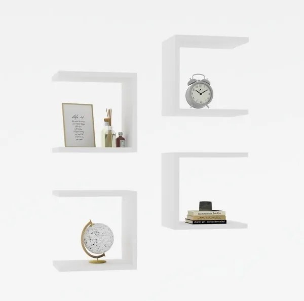 SADA 4x Nástenná polica BASE 30x30 cm biela
