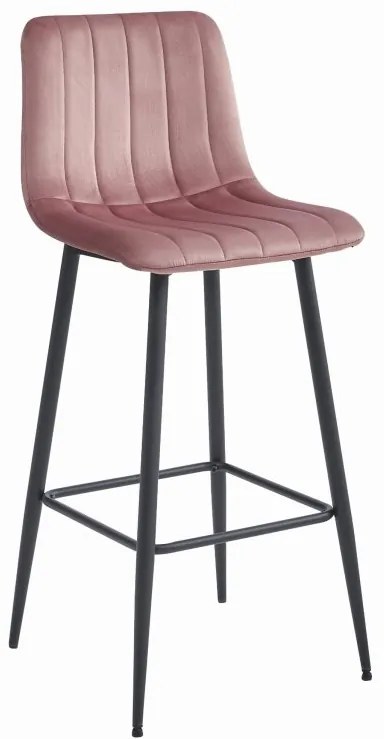POZZA Barová stolička - tmavoružový zamat / čierne nohy