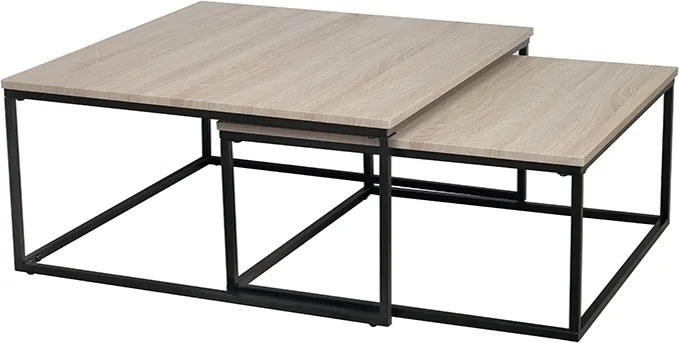 KONDELA Kastler Typ 1 konferenčný stolík (2 ks) čierna / dub sonoma