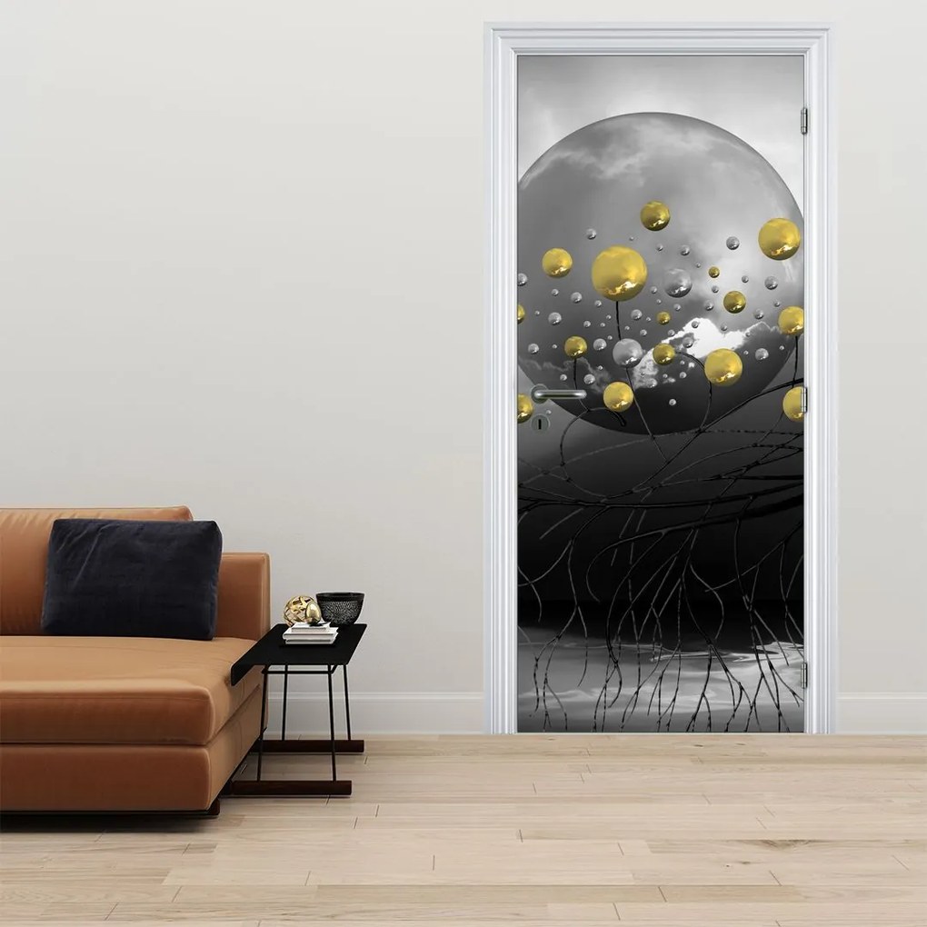Fototapeta na dvere - Zlaté abstraktné gule (95x205cm)