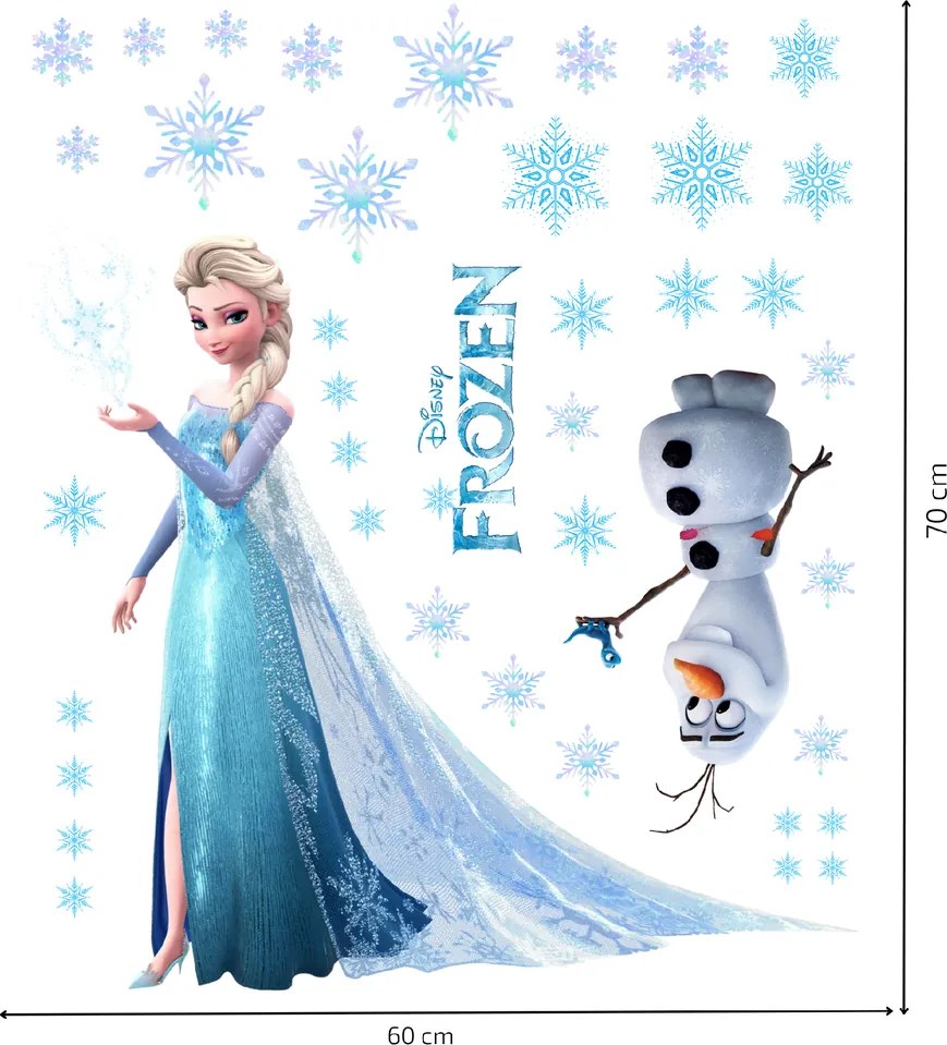 Samolepka na stenu "Elsa a Olaf" 60x70 cm