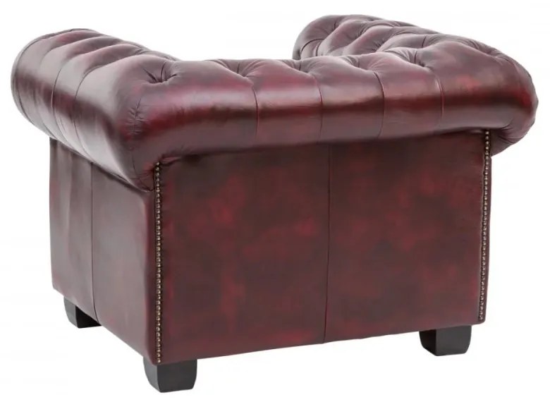 furniture-nabytek.cz - Chesterfield kreslo z pravej kože, červené – 100×90×72 cm