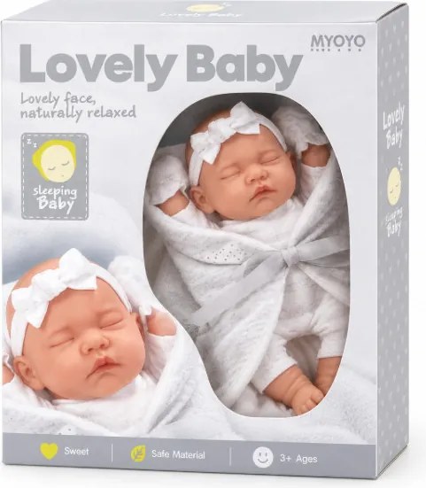 Bábika Lovely Baby so zavinovačkou sivá