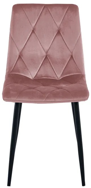 Set dvoch jedálenských stoličiek LIBRA zamatové, ružové / čierne nohy (2 ks)