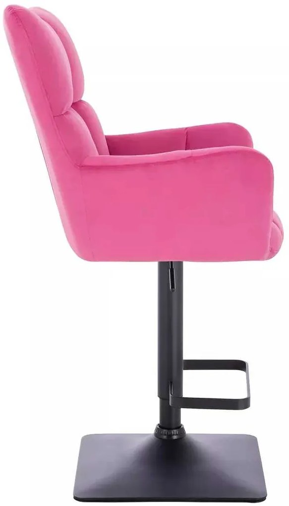 LuxuryForm DESIGN Barové kreslo AURORA VELUR na čiernej hranatej podstave - tmavo ružové