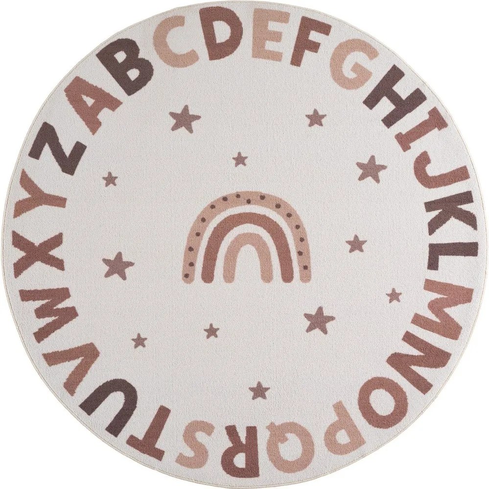 Krémovobiely prateľný detský koberec ø120 cm Coco 1133 – Ayyildiz Carpets