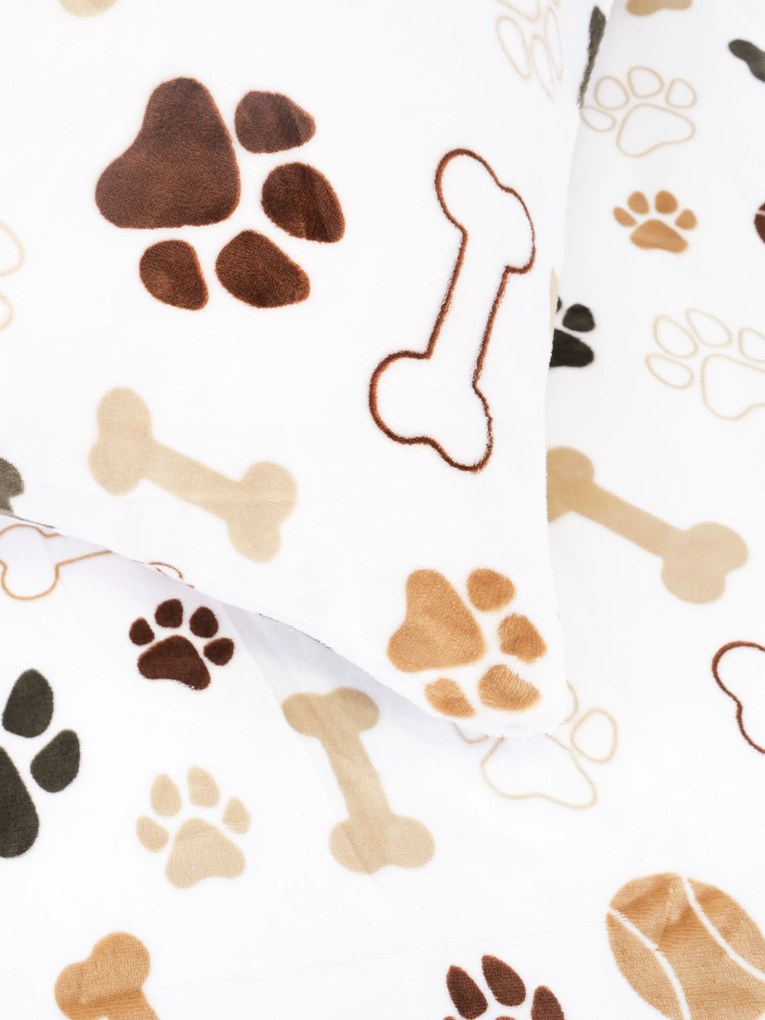 Predĺžené obliečky mikroplyš Exclusive – Psie labky biele