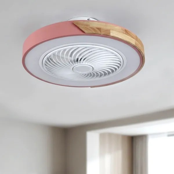 Brilagi - LED stmievateľné svietidlo s ventilátorom LED/38W/230V 50 cm ružová/dub + diaľkové ovládanie