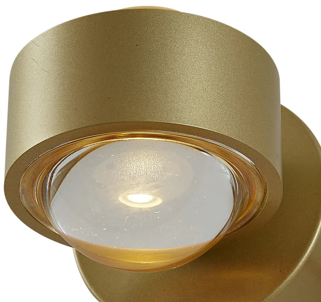 Dizajnové nástenné svietidlo mosadzné vrátane LED IP44 - Lens