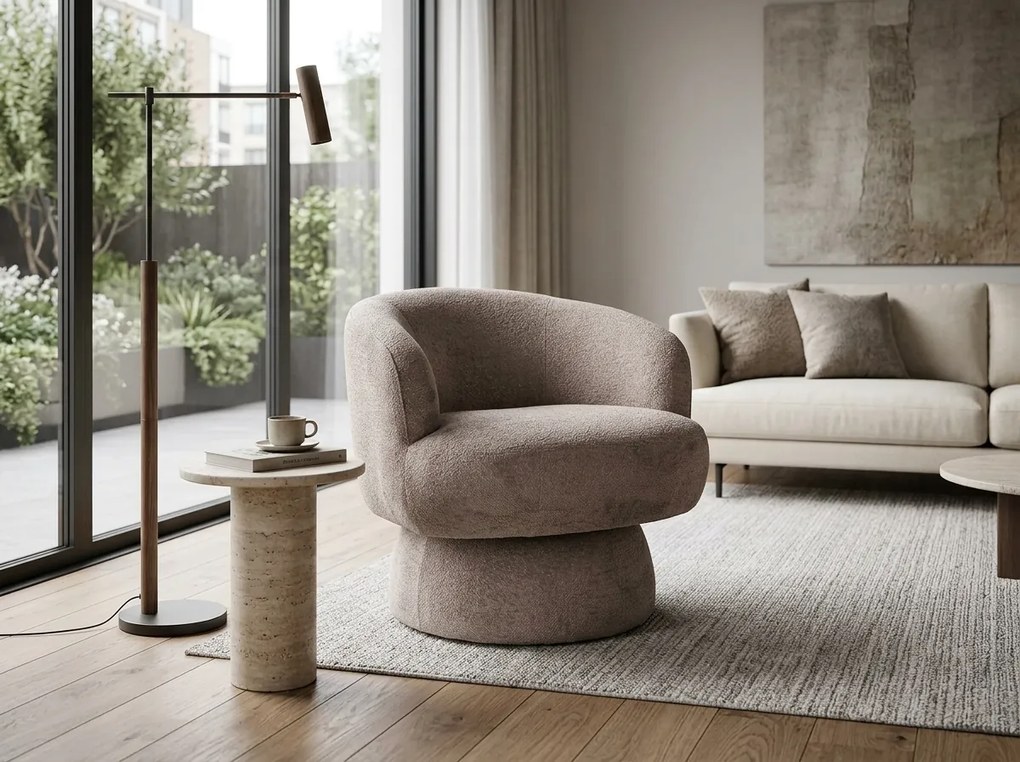 Otočné dizajnové kreslo COSMIC RAVEN, tmavobéžové