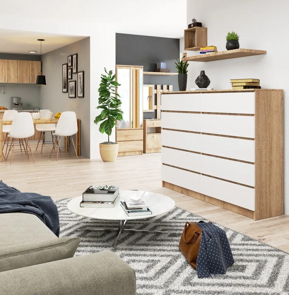 Komoda Rollo K 160 cm dub sonoma/biela