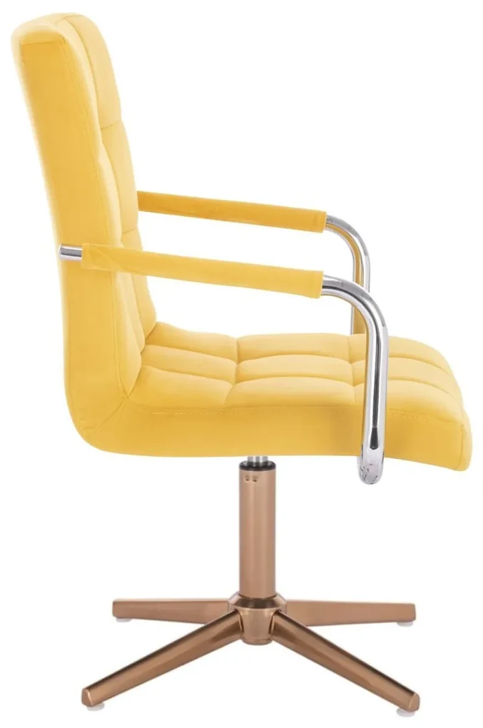 LuxuryForm DESIGN Stolička VERONA VELUR na zlatom kríži - žltá
