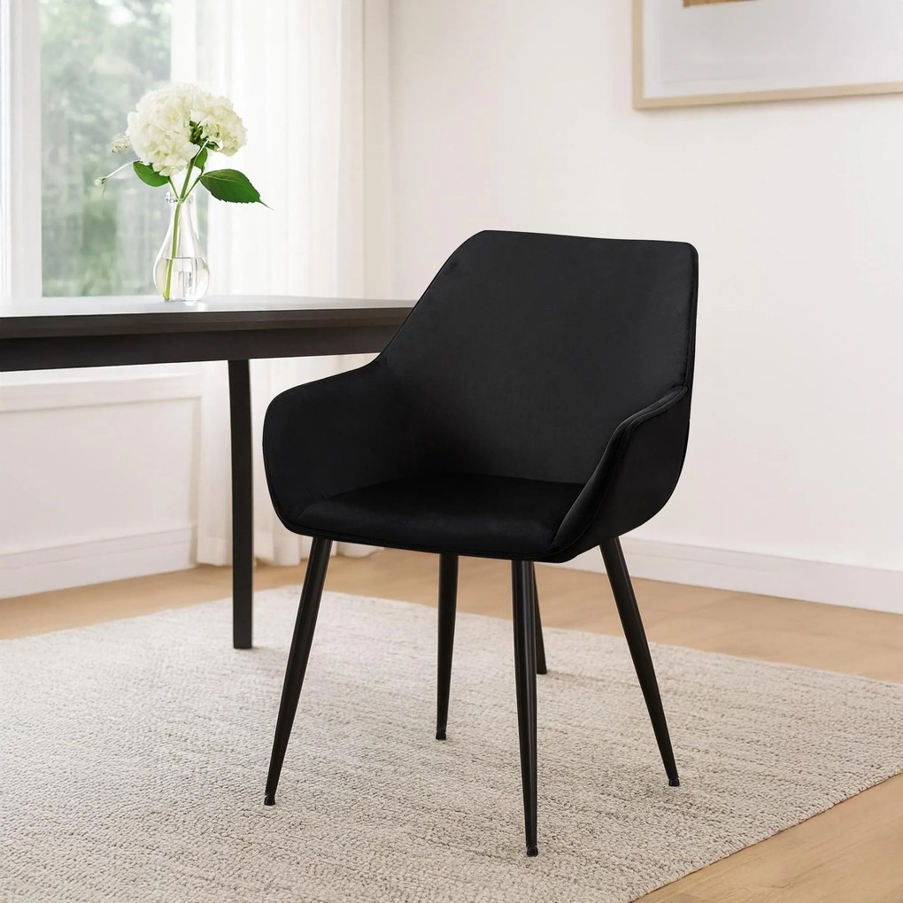 Jedálenská stolička Luena zamat - čierna