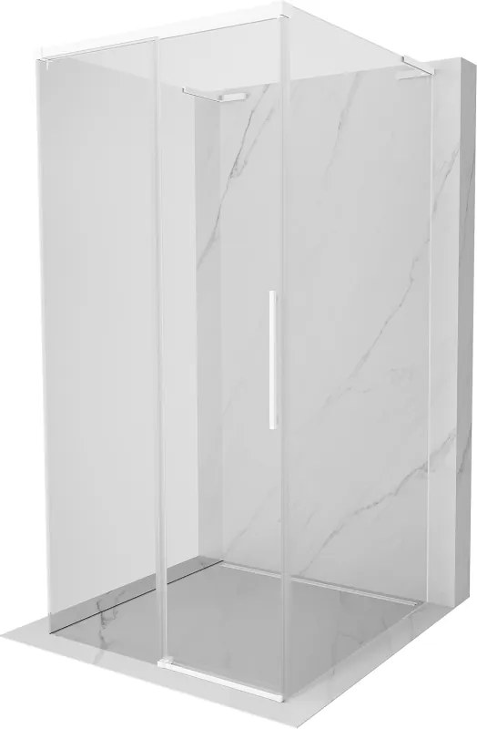 Mexen Rox-3SL, 3-stenný výsuvný sprchový kút 110 x 110 cm, 8mm číre sklo, biely profil, 8C2L-110-110-20-00-3S