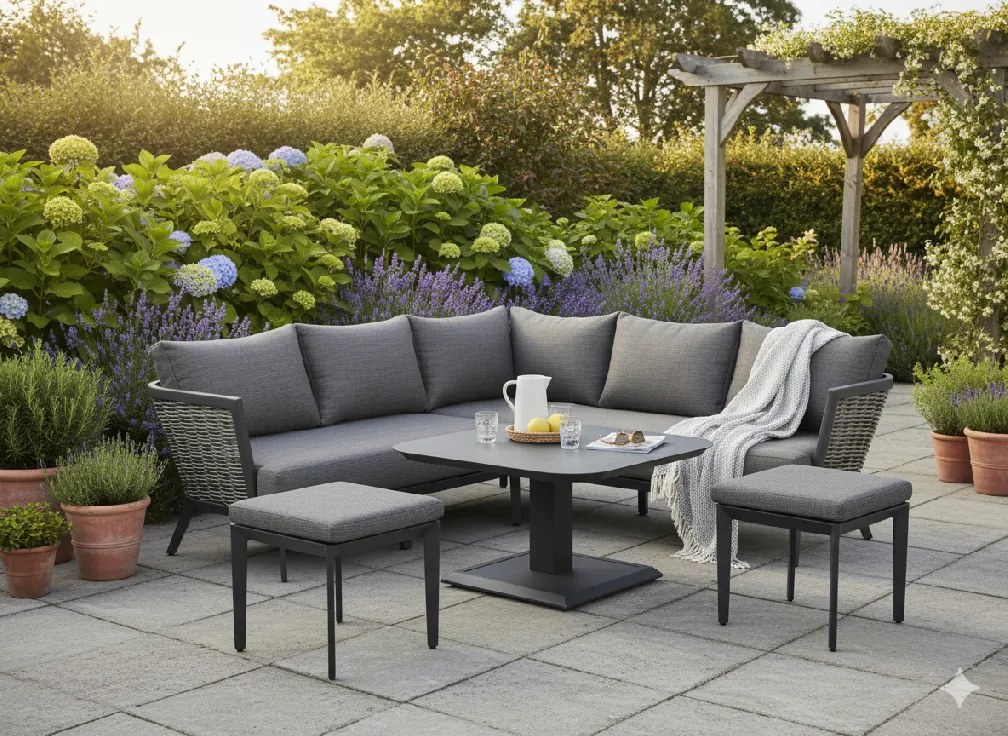 CH Rohová súprava hliníkového nábytku Tallinn - sivá