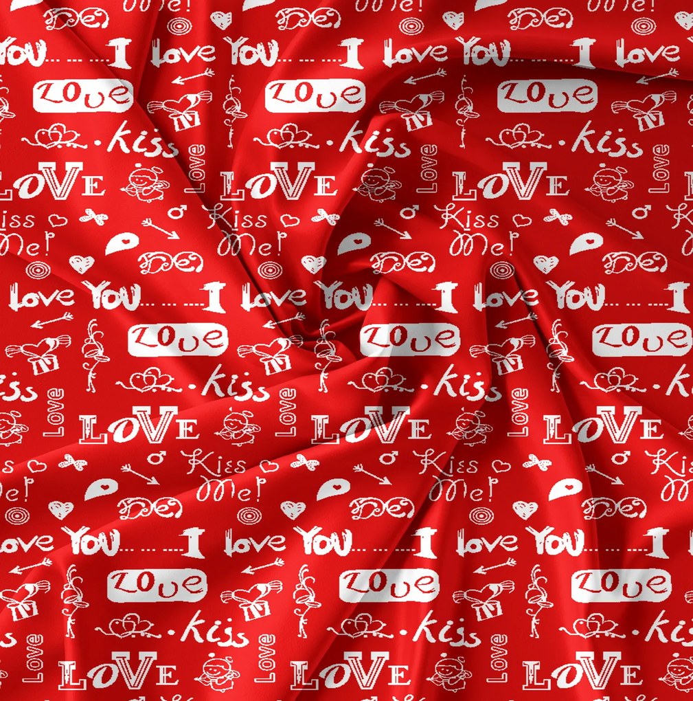 Obliečky z mikrovlákna KISS LOVE červené