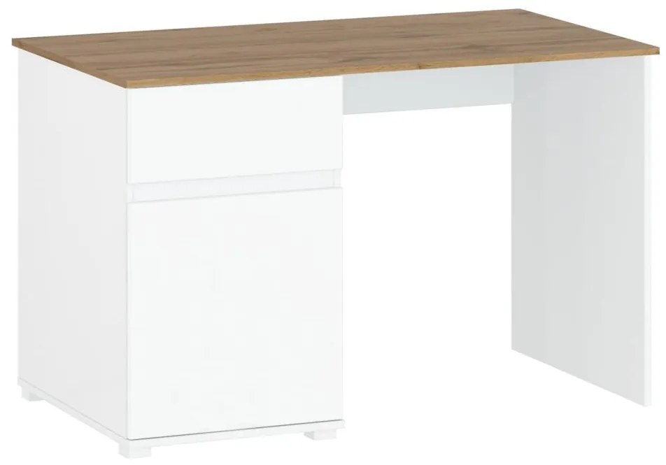 Tempo Kondela PC stôl 1D1S/120, biely lesk/dub wotan, VILGO