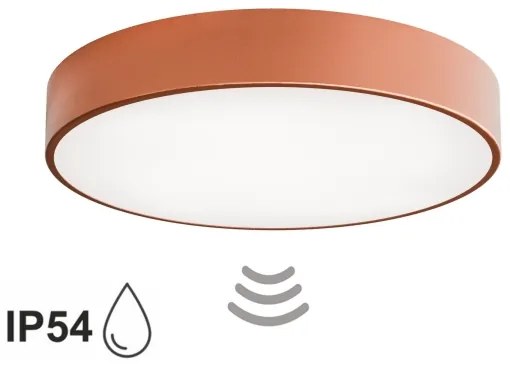 Kúpeľňové stropné svietidlo so senzorom CLEO 4xE27/24W/230V pr. 50cm IP54 medené