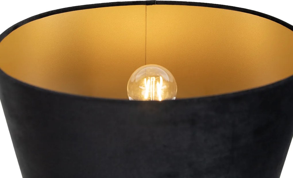 Stolná lampa čierna s čiernym oválnym tienidlom 35 cm - Thijmen