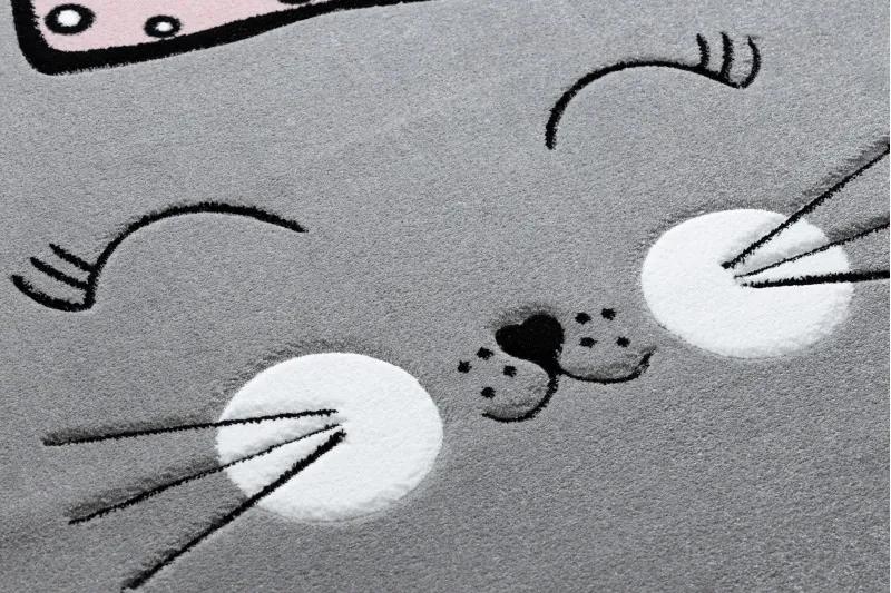 Dywany Łuszczów Detský kusový koberec Petit Cat crown grey kruh - 140x140 (priemer) kruh cm