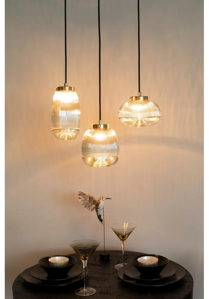 Závesné svietidlo v zlatej farbe so skleneným tienidlom ø 12 cm Robin - White Label