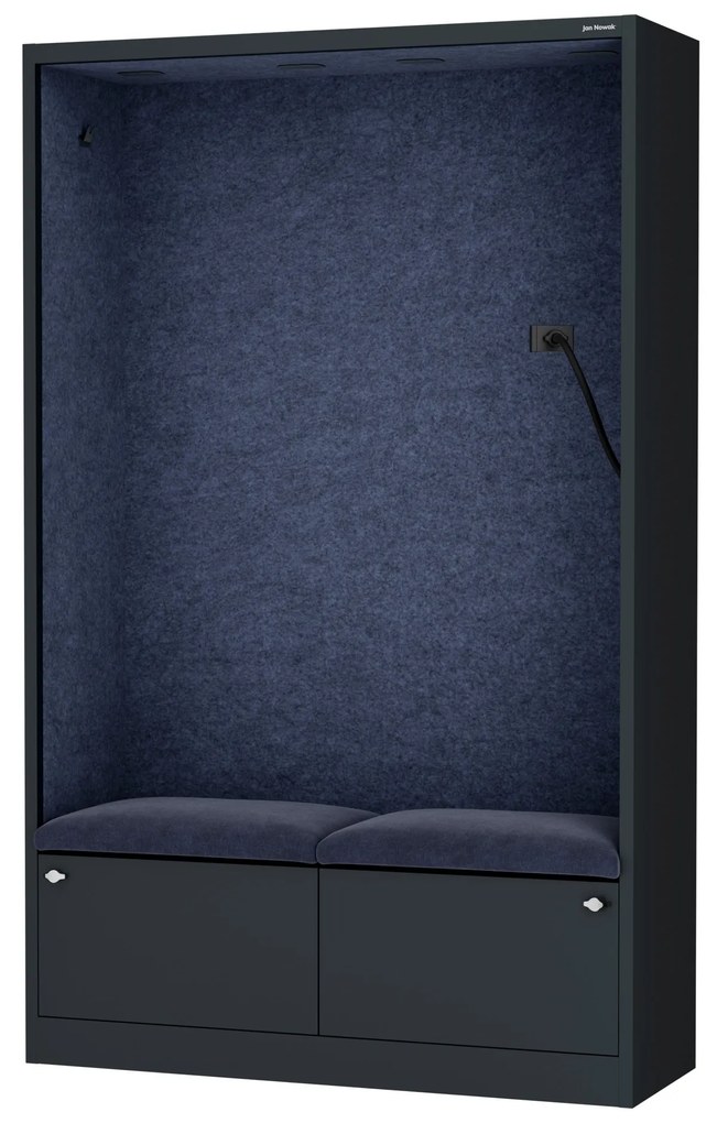 Akustická kabína SALLY MentalBox 1150 mm – antracitový korpus, tmavomodré sedadlo