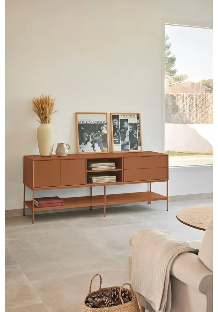 Čierny TV stolík 175x74x45 cm Platt – Teulat