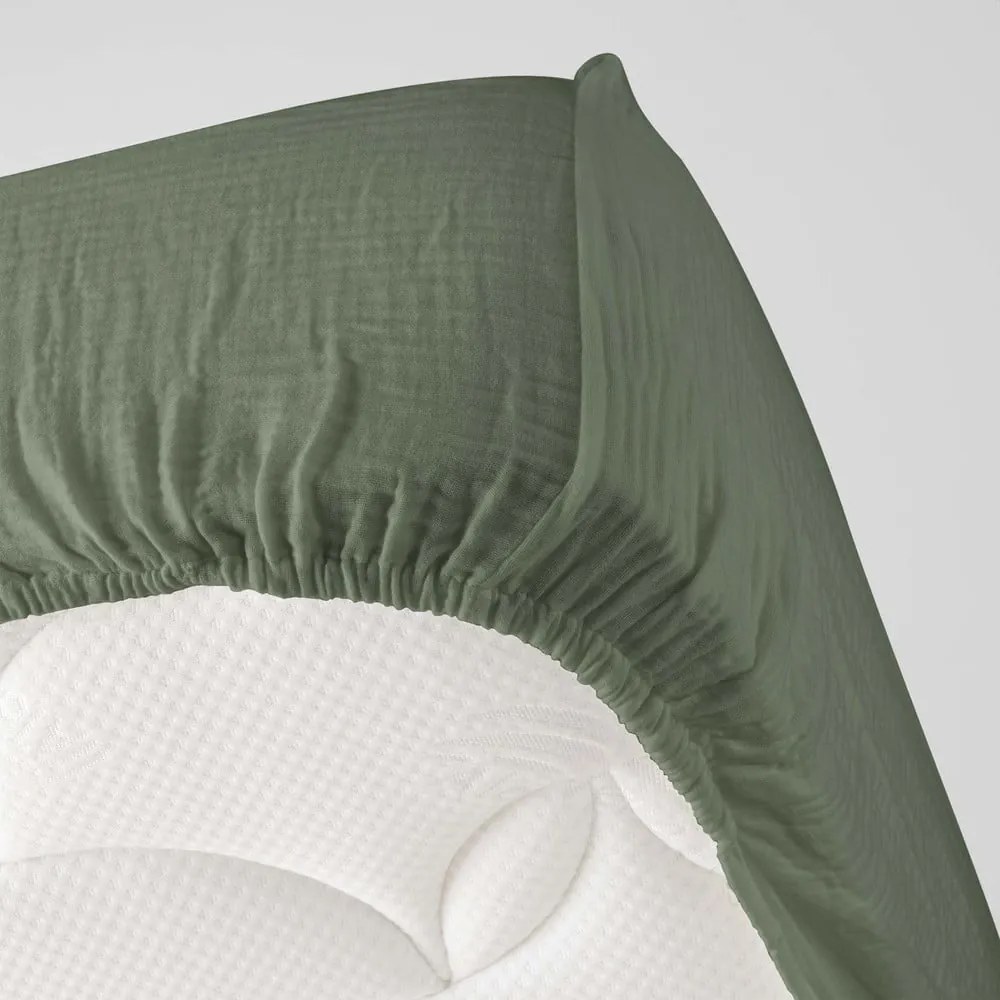Kaki napínacia mušelínová plachta 160x200 cm Angelia – douceur d'intérieur