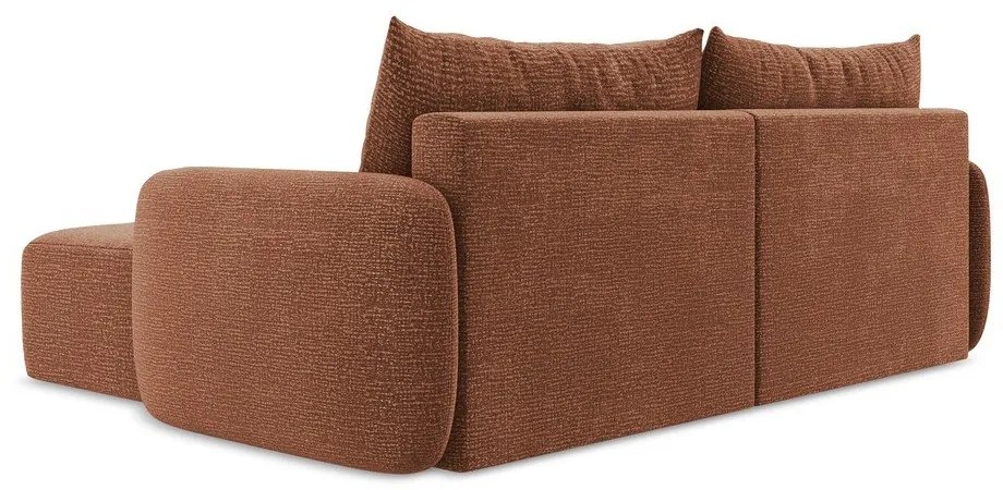 Rozkladacia/s úložným priestorom rohová pohovka v tehlovej farbe (pravý roh) Kalena – Makamii