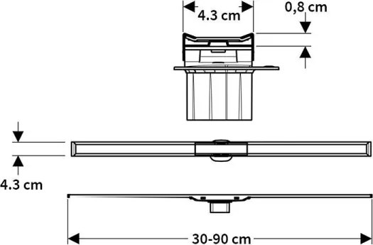 Geberit 154.450.KS.1 - Odtokový žľab CleanLine 90x4,3 cm, nerezová oceľ