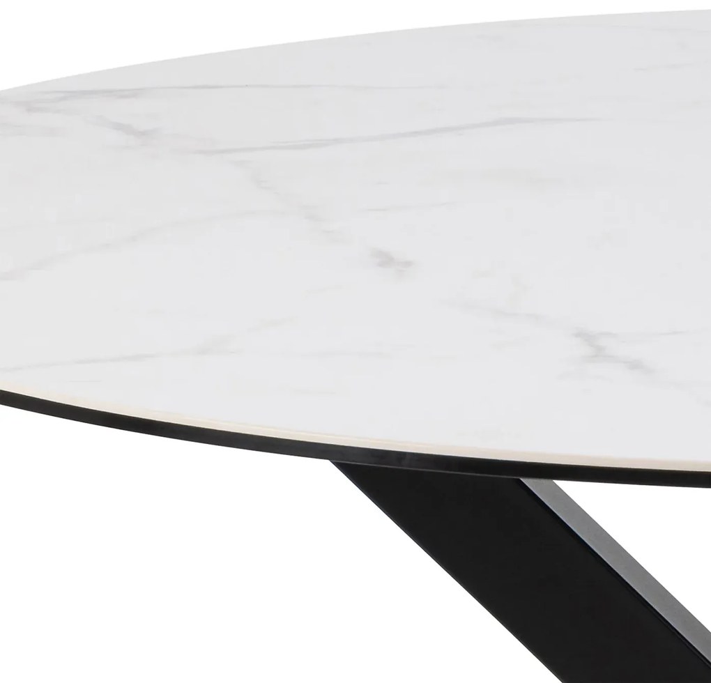 Jedálenský okrúhly stôl Heaven 120 cm biely mramor/čierny