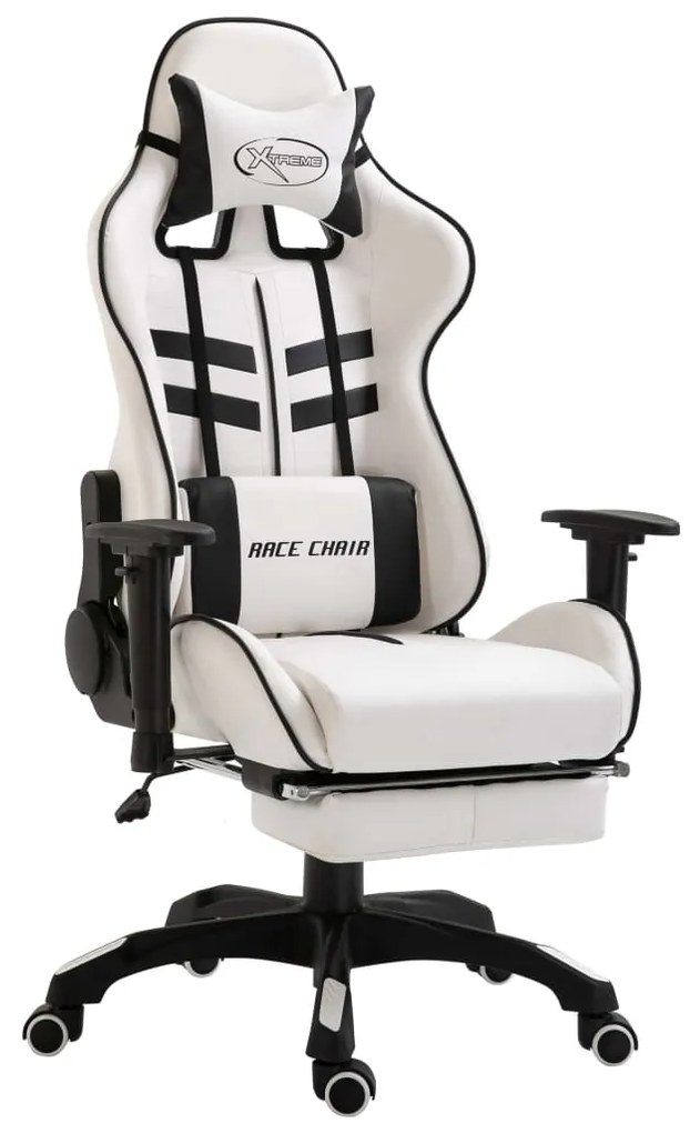 vidaXL Herná stolička s opierkou na nohy, čierna, umelá koža