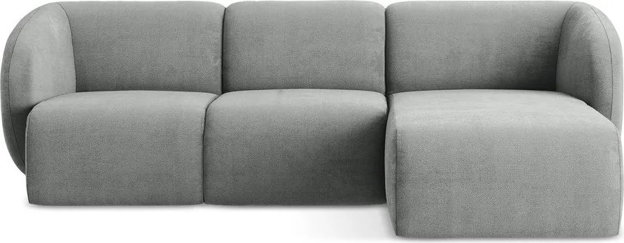 Sivá ženilková rohová pohovka (pravý roh/s leňoškou) Lani – Makamii