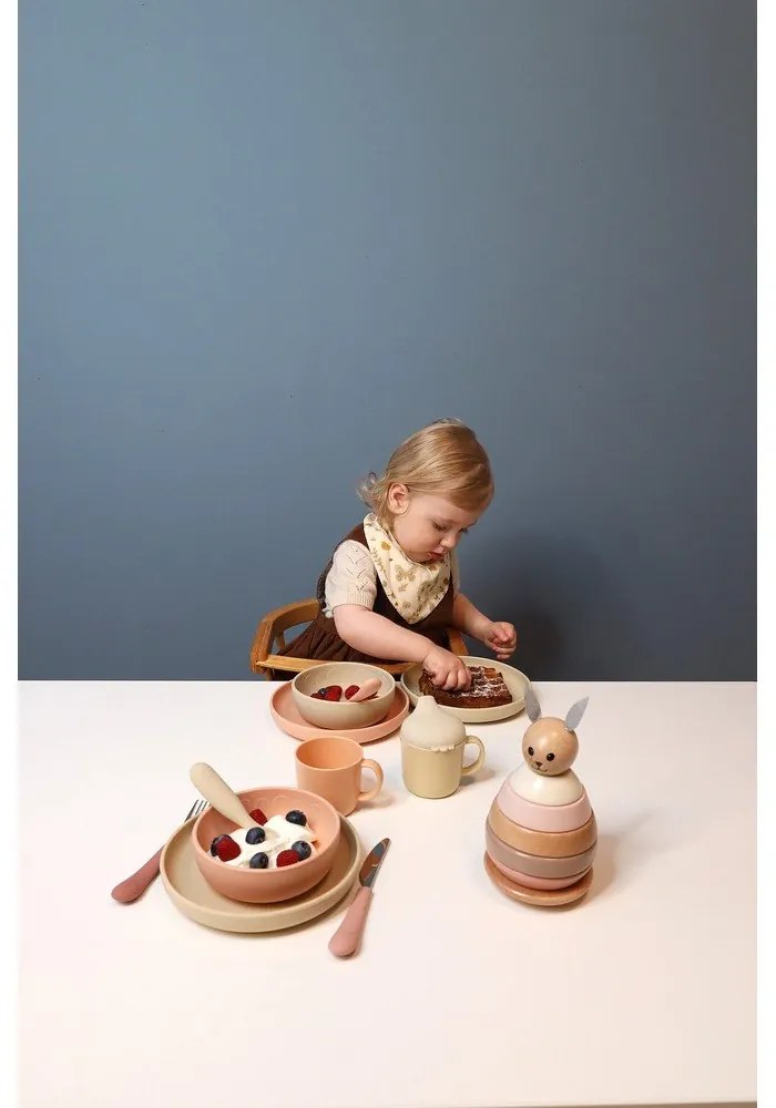 Červený/v lososovej farbe detský príbor 3 ks zo silikónu Rose Mix – Cam Cam Copenhagen