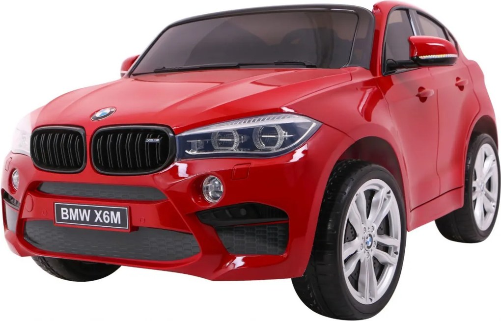 Ramiz Elektrické autíčko BMW X6M XXL pre 2 deti lakované červené SUV + diaľkové ovládanie + ekokoža