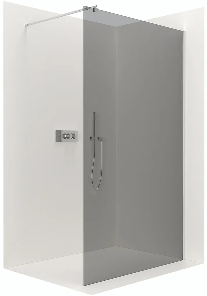 CERANO - Sprchová zástena Walk-in Onyx Ľ/P - guľatá vzpera - chróm, grafitové sklo - 80x200 cm, CER-CER-8050BD218