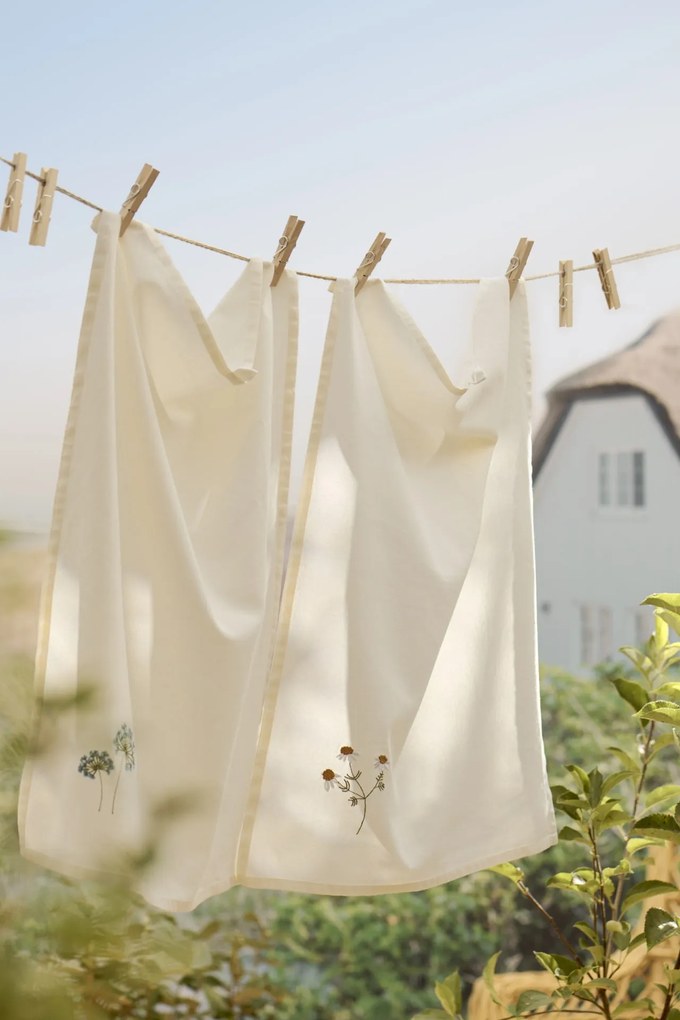 Ib Laursen Bavlnená utierka s výšivkou Flora Daisy