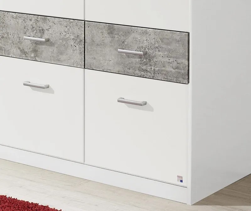 Šatníková skriňa Bremen, 91 cm, biela/šedý beton