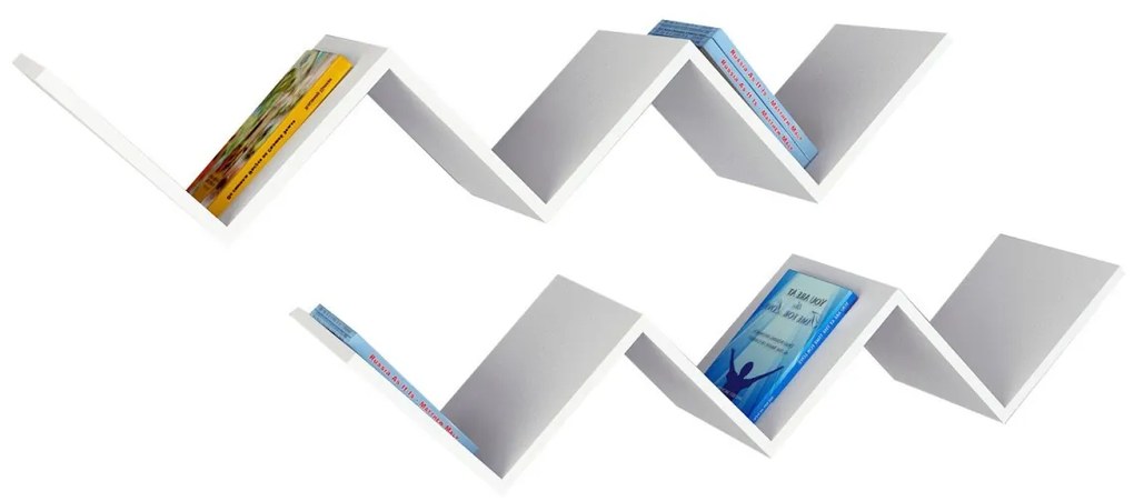 Súprava nástenných poličiek Zigzag biela