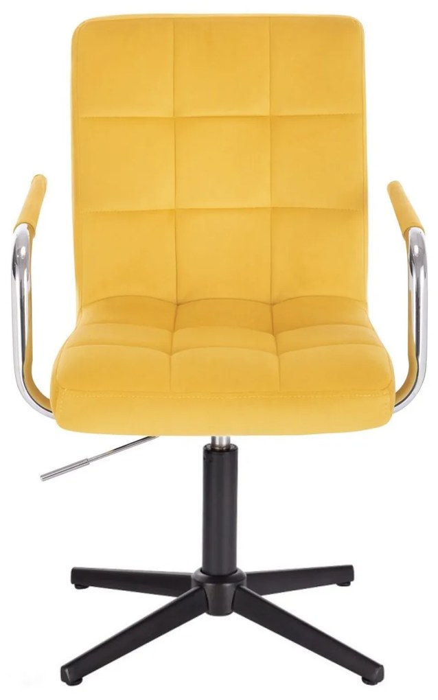 LuxuryForm DESIGN Stolička VERONA VELUR na čiernom kríži - žltá