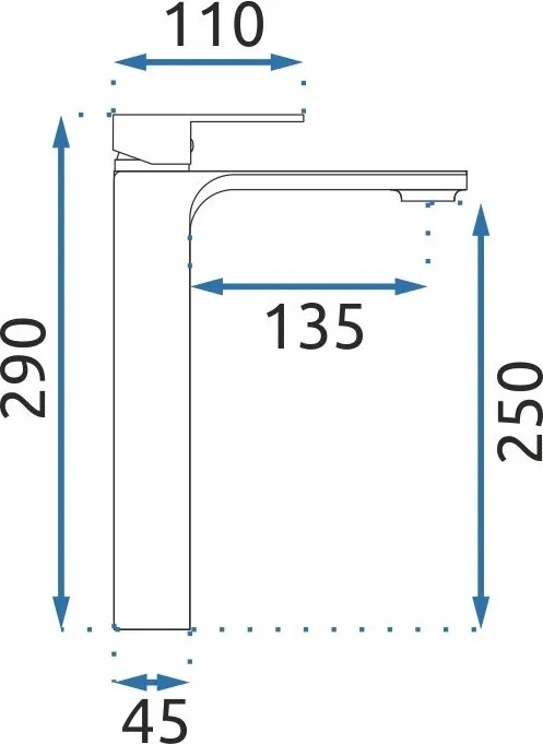 Rea Urban, vysoká umývadlová batéria h-290, čierna matná, REA-B9908