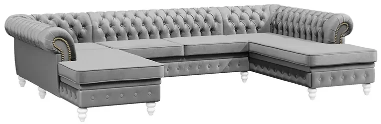 PROXIMA.store - Luxusná sedačka CHESTERFIELD LONG U FARBA NÔH: čierna, DRUH LÁTKY: TORRE - 17, FARBA OZDOBNÝCH ŠPENDLÍKOV: barok